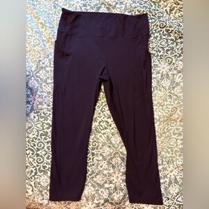 Fabletics PureLux High-Waist Black Active Cropped Leggings with Side Pockets